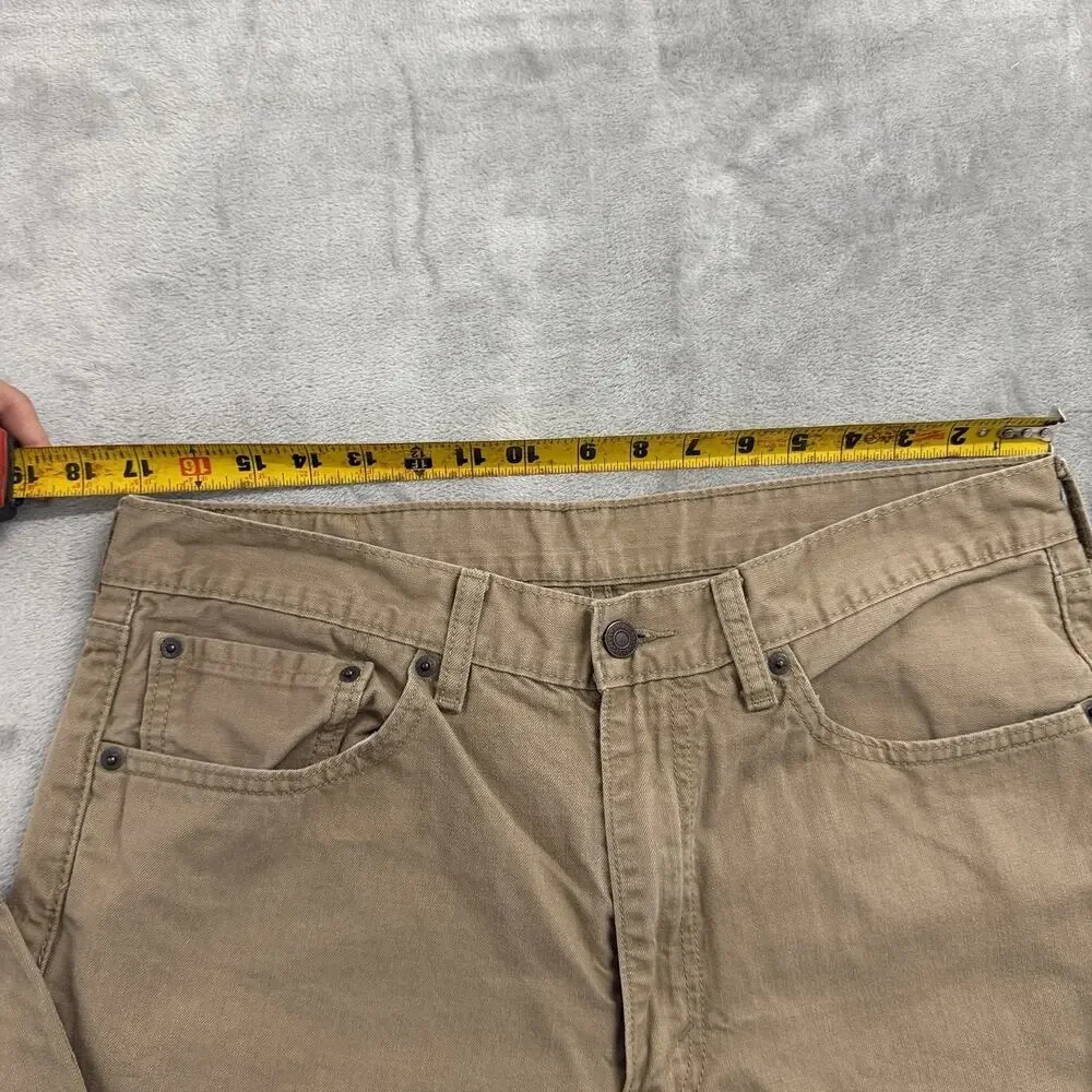 Levis 505 Regular Straight Fit Jeans Mens 36x32 (Fits 34x28) Khaki Brown Denim